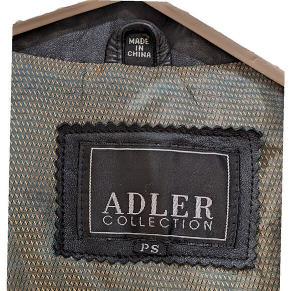 Adler Collection Black Genuine Leather Lambskin Lining Buttoned Jacket Size PS - Picture 6 of 9
